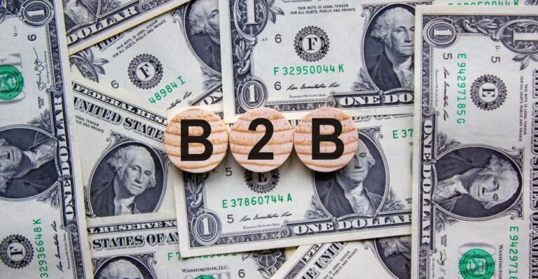 b2b letters on a background of money